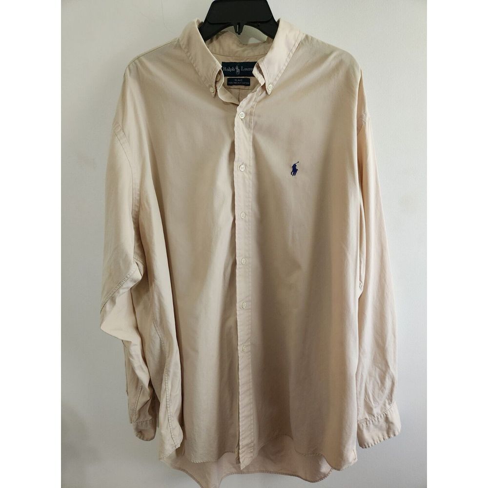 Ralph Lauren Blake Long Sleeve Button Down Tan/ Khaki Shirt Men's Size XL